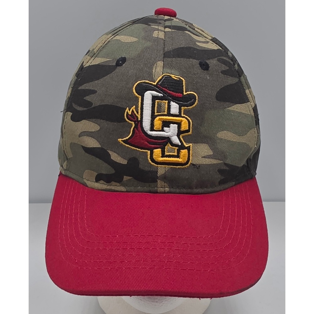 Quad Cities River Bandits Melonwear Strapback Hat Camo Red MiLB Baseball Cap